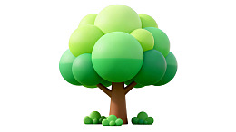 卡通风格绿色树木插画