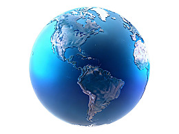 蓝色地球仪俯瞰美洲大陆