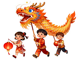 儿童舞龙灯迎新春图片