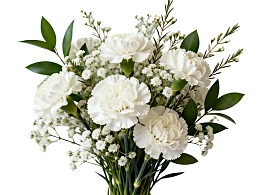 白色康乃馨花束配满天星