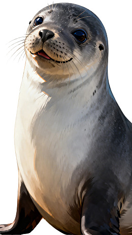 海豹抬头微笑特写图片