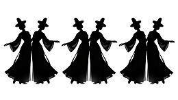 三组女性剪影舞蹈姿态