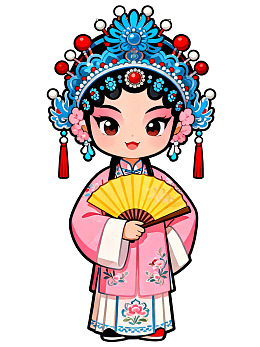 卡通风格京剧旦角人物形象