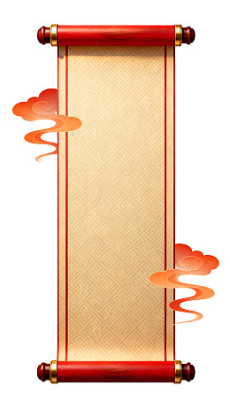 古风卷轴配祥云图案图片