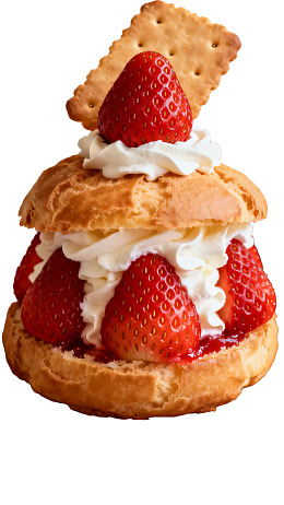 草莓奶油泡芙甜点图片