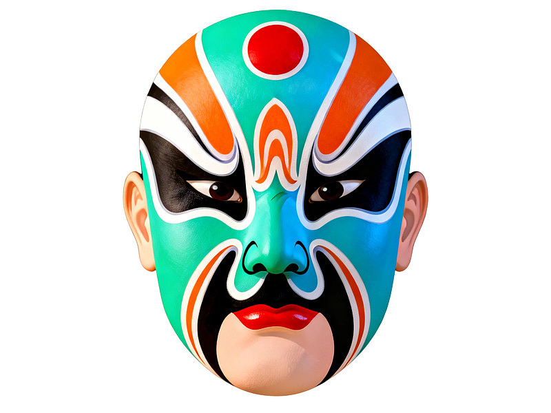 色彩斑斓的京剧脸谱面具