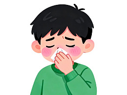 卡通男孩感冒打喷嚏图片