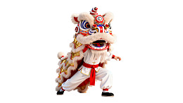 舞狮表演者身着传统服饰