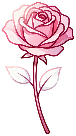 一朵粉色玫瑰花的插画