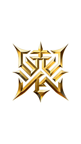 金色立体几何徽章图案