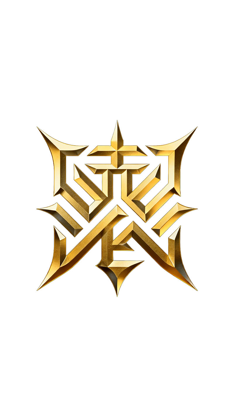 金色立体几何徽章图案