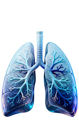 蓝色肺部结构示意图图片