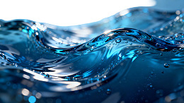 蓝色水波纹理特写图片