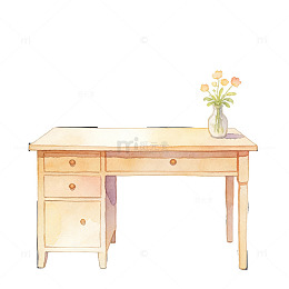 清新手绘 简约书桌