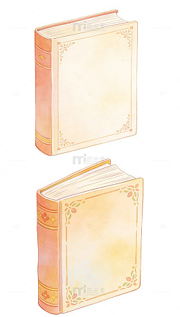 清新 手绘 简约 书籍 淡彩