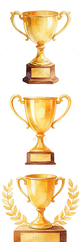 清新 手绘 简约 奖杯