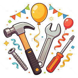 可爱卡通风格的工具元素