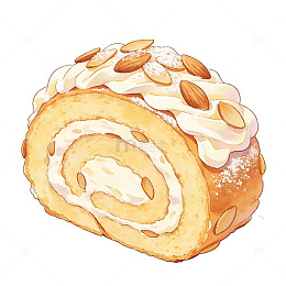 奶油杏仁蛋糕卷插画