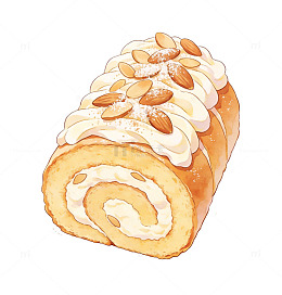 水彩杏仁奶油糕点美食插画