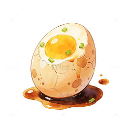 水彩煮蛋美食插画