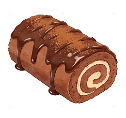 巧克力卷饼插画风格美食素材