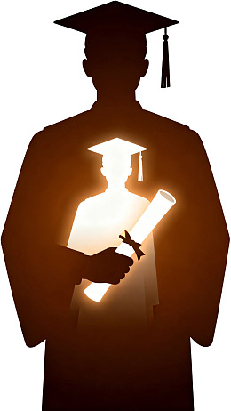 毕业生手持毕业证书剪影