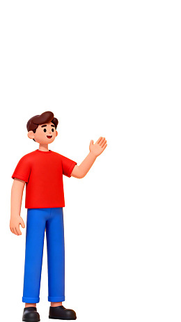 卡通男子挥手站立图片