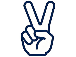 蓝色线条和平手势图标