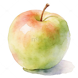 水彩苹果元素温柔手绘