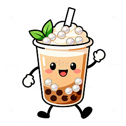 可爱奶茶卡通形象插画素材
