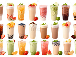 多彩奶茶饮品美食插画素材