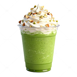 绿色饮品奶油坚果装饰饮品