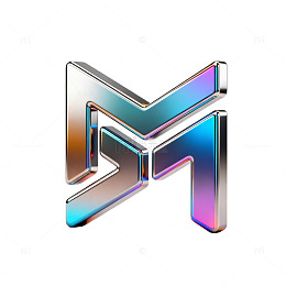 金属质感字母M图案设计素材