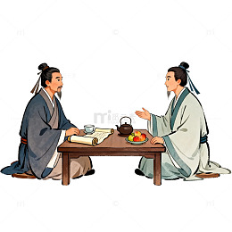 古风文人茶话会插画