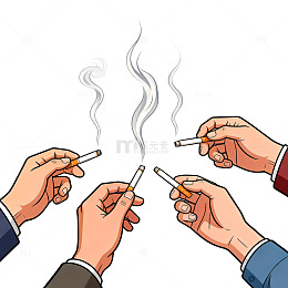 吸烟场景插画
