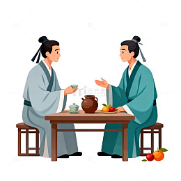 古风茶会交流插画