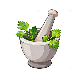 卡通石臼香菜插画