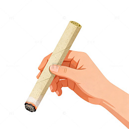 简约手捏雪茄插画