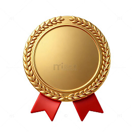 金色奖牌荣誉徽章矢量图