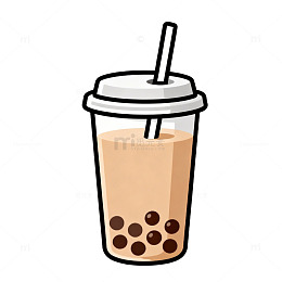 奶茶饮品卡通插画设计素材