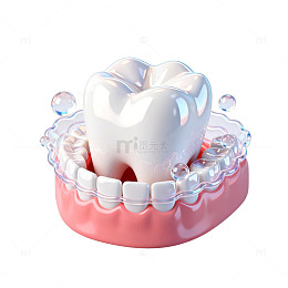 洁白牙齿泡沫清洁插画