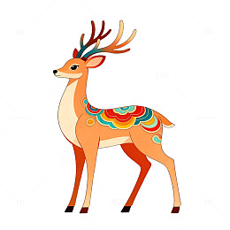 彩绘小鹿卡通插画