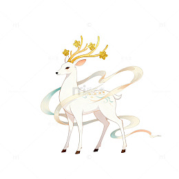 仙气白鹿插画