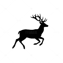 简约黑鹿剪影图案