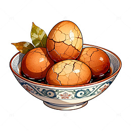 中国风茶叶蛋手绘插画