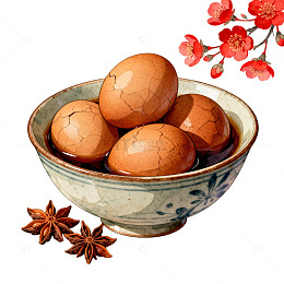 传统卤蛋美食插画