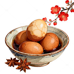 传统卤蛋插画风格美食设计素材