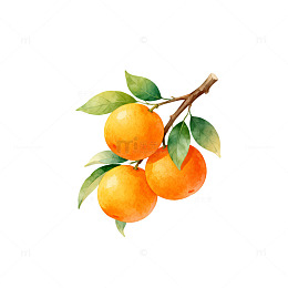 水彩桔子水果插画设计素材