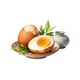 水彩风格卤蛋美食插画