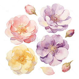 水彩花卉装饰画设计素材